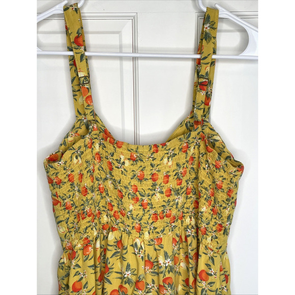 Wild Fable Women's Boho Citrus Sleeveless Romper Sz L Retro Pinup Flowy Smocking - Picture 7 of 13